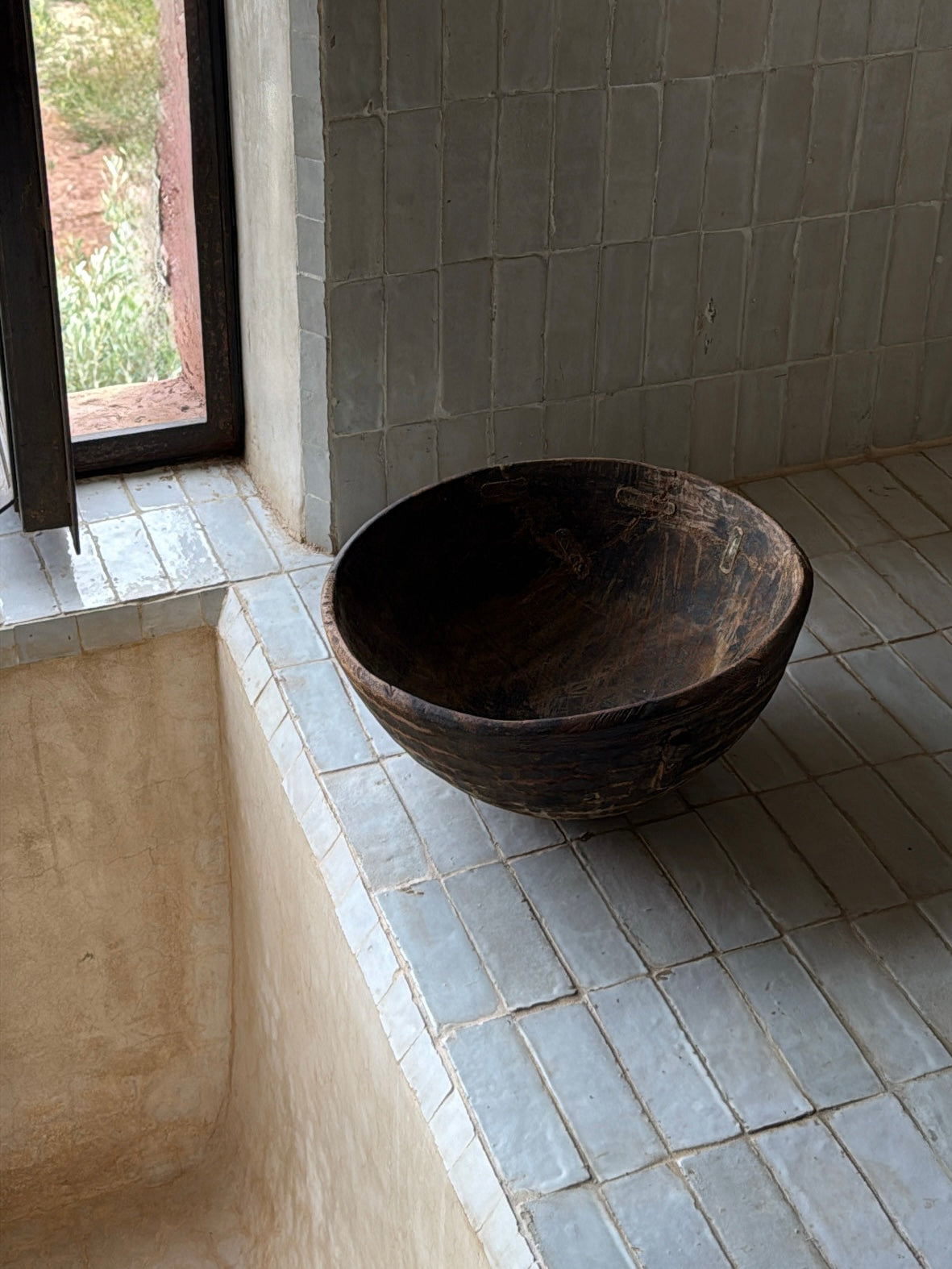 Vintage wooden African bowl II