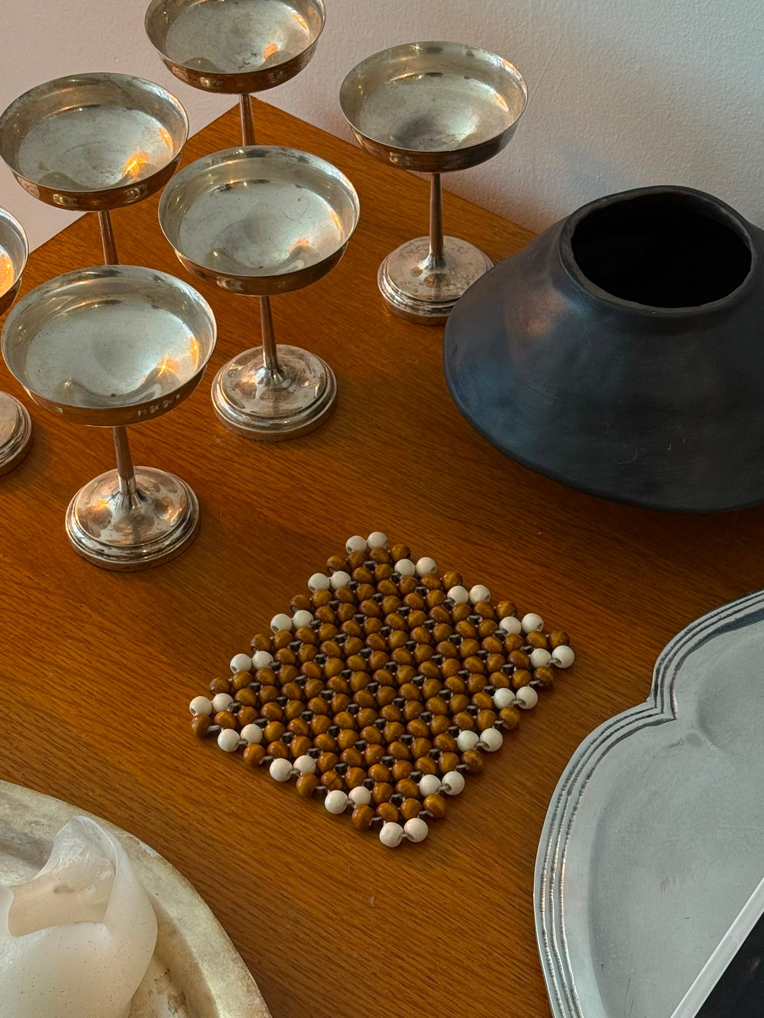 Wooden beaded coaster