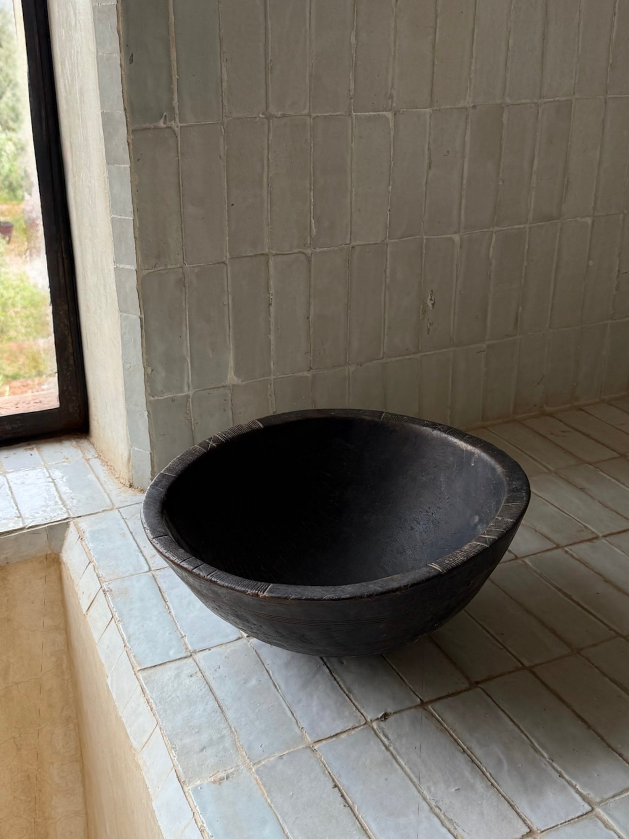 Vintage wooden African bowl III