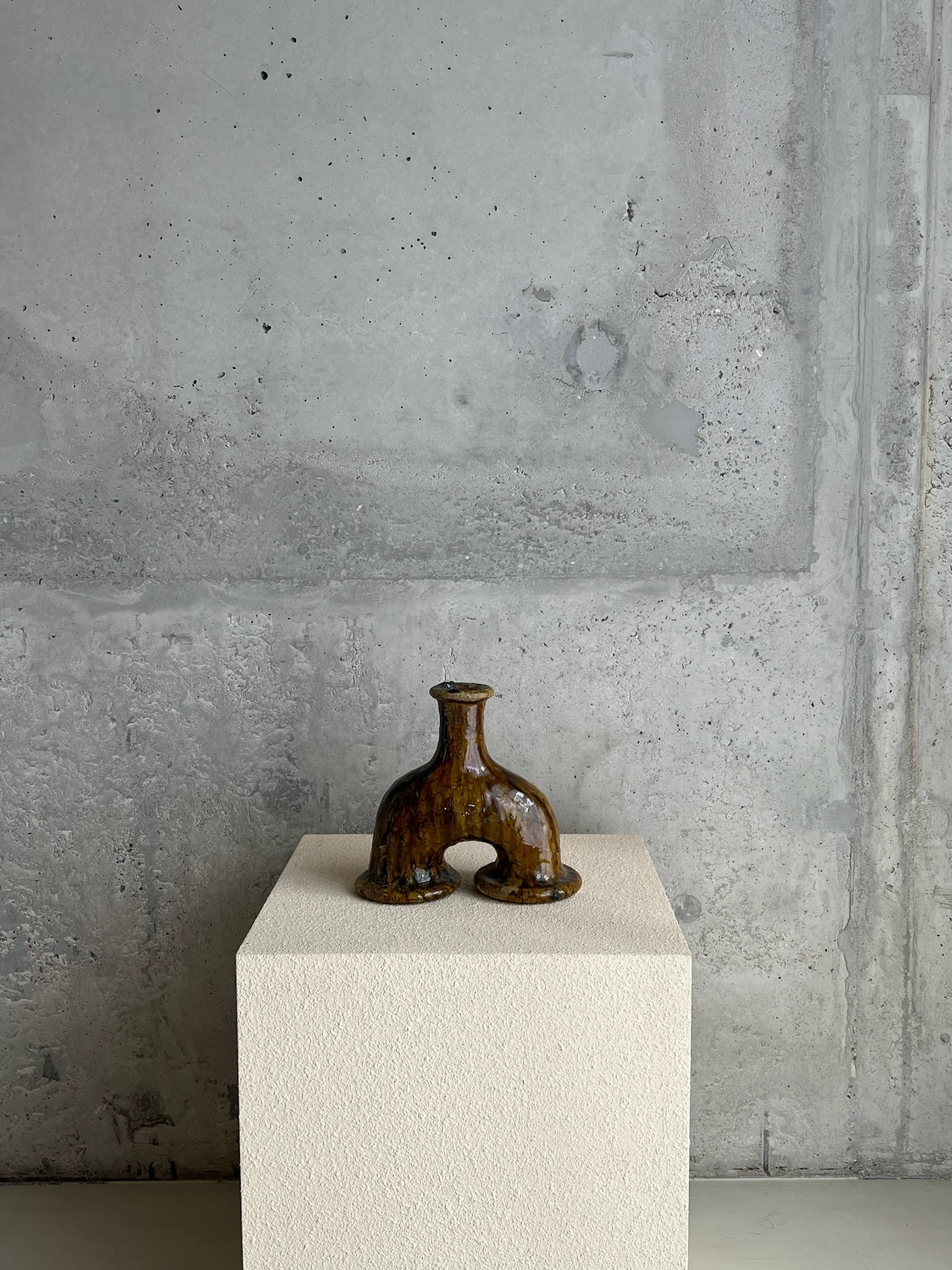 Textured ceramic triple-tube vase