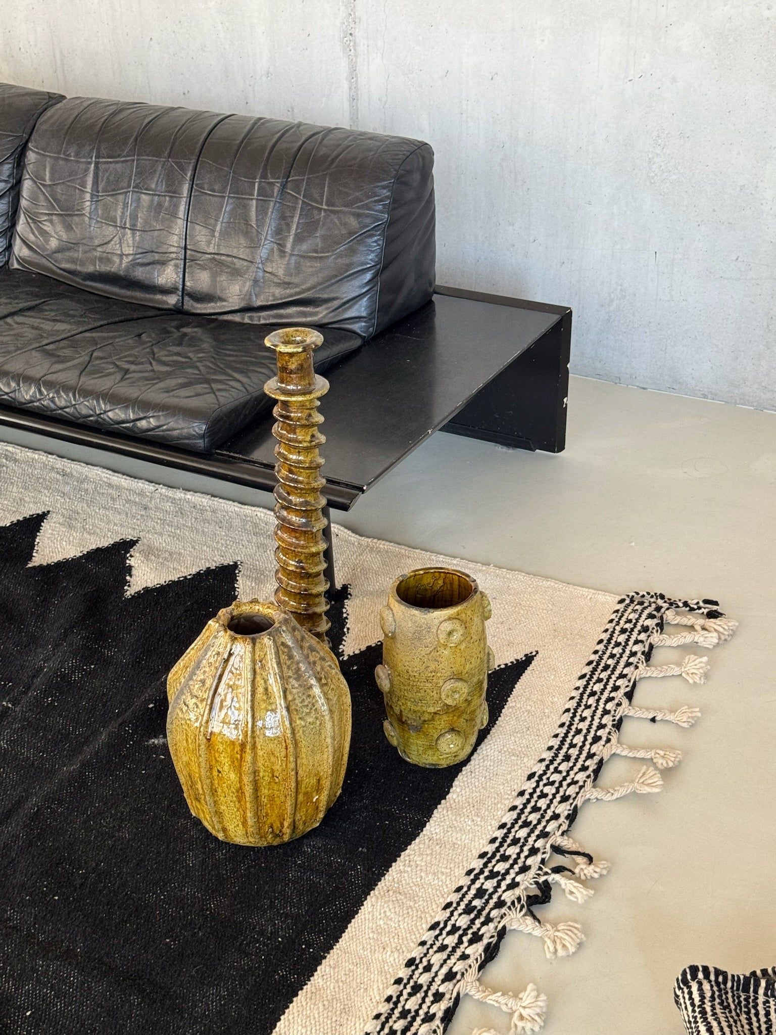 Ceramic vase with textured orbs