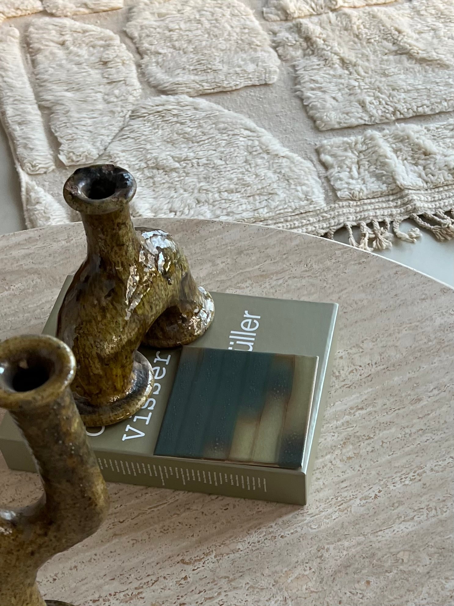 Textured ceramic triple-tube vase